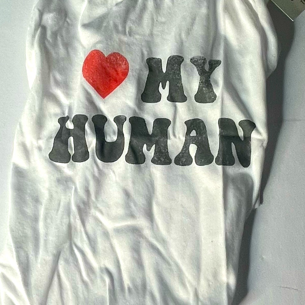 Grayson Dog or Cat “Love My Human” lightweight white T-shirt, small. NWT